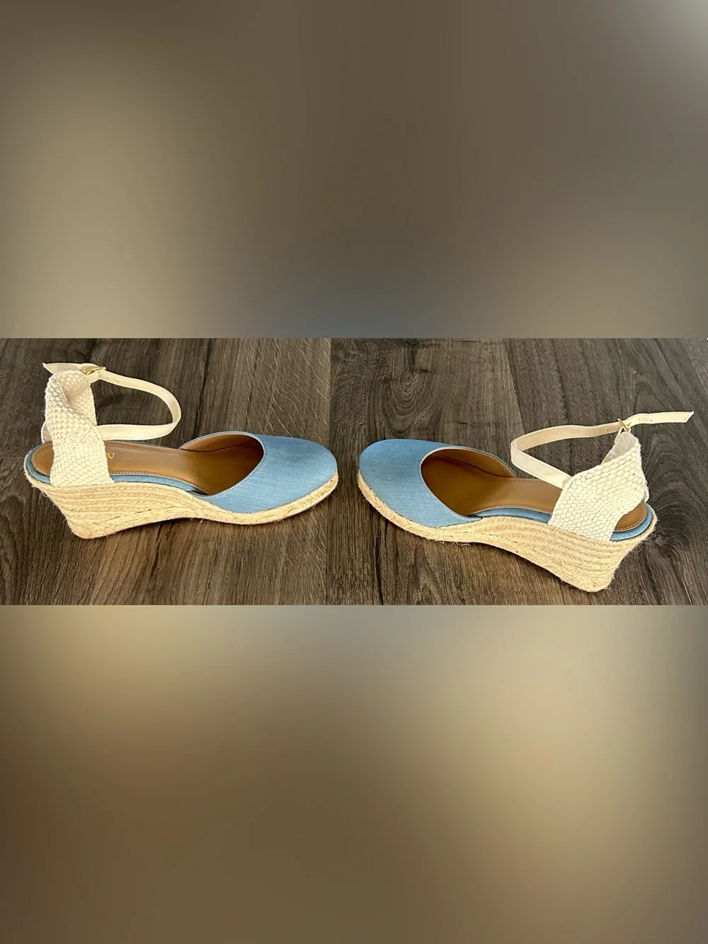 NEW!! J.Crew Blue Chambray Espadrille Wedge Sandals